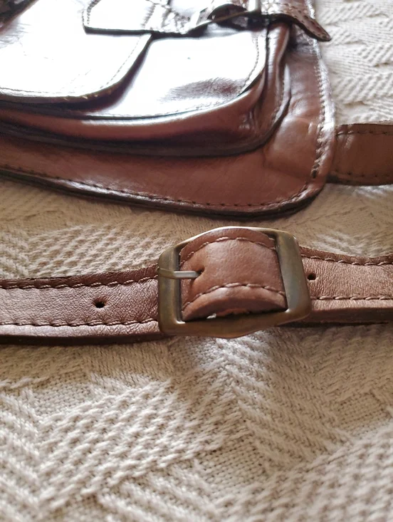 Vintage Handmade Full Grain Leather Messenger Crossbody Bag Satchel Brown - Picture 8 of 15